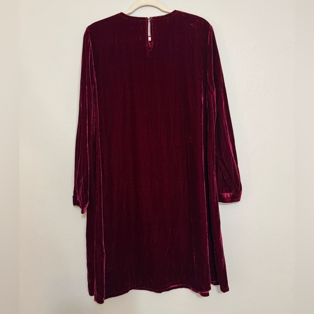 * New * Eileen Fisher Velvet Crew Shift Neck Dress Long Sleeve - Picture 10 of 11